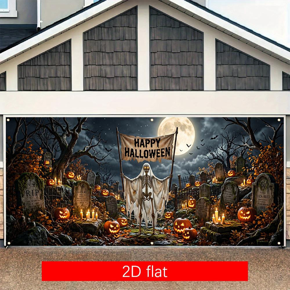 2D flat banner 1PC Large Garage Banner - Polyester Material - Multi-size Banner Halloweenzyc