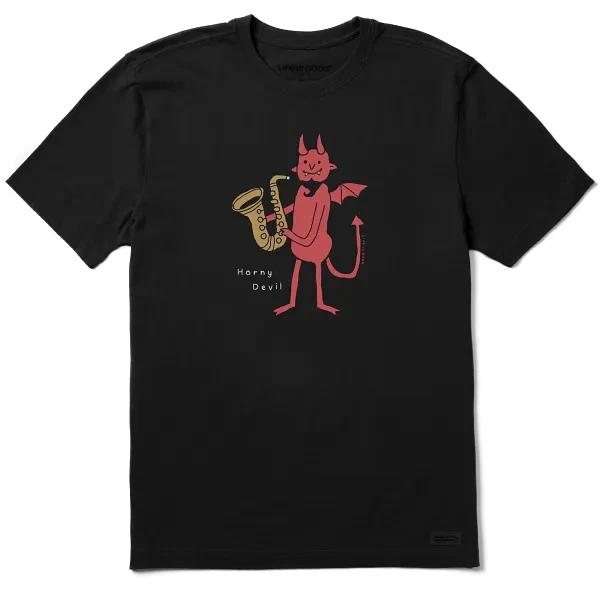 Life is Good. Men s Horny Devil Short Sleeve Crusher-LITE Tee, Faded Black 3XL