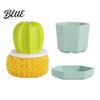 Practical Housewarming Gifts Cactus Dish Brush with Base Flexible Non Scratch Nano Scrubber Effective Material Oil Stain Remove Scrub for