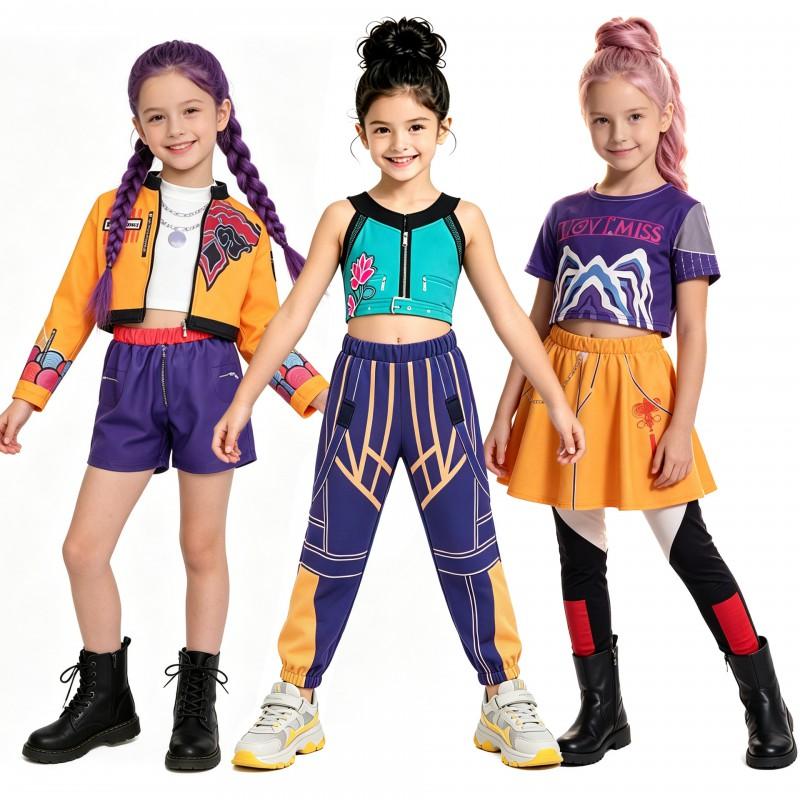 Anime-Inspired Girls Street Dance Costume Set Cosplay Performance Hip Hop Stage Outfit