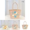Simple Flower Color Blocked Pattern Women Large Capacity Woven Tote Bag For Summer Casual Use