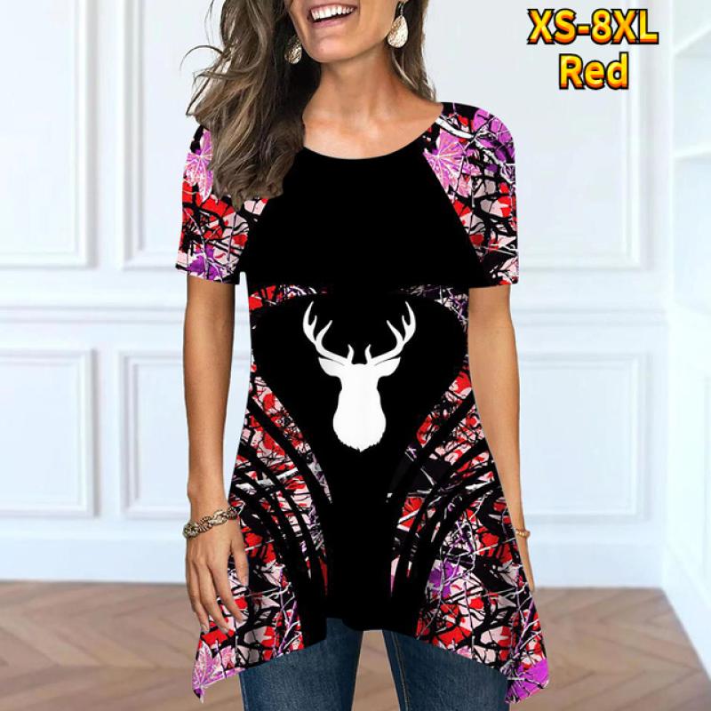 T-shirt a maniche corte con scollo tondo aperto da donna con stampa retrò sotto la maglietta estiva allentata per incontri business manica corta XS-8XL