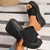 Ciabatte Estive Intrecciate a Rete con Zeppa Fondo Spesso Taglia Grande Open-Toe Muffin Fresche da Donna Desiderio
