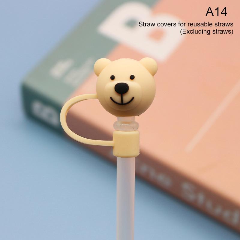 Dop de paie din silicon Reutilizabil etanș pentru băut Capac de praf Accesorii pentru pahare Cartoon