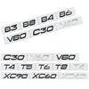 3D Car Styling Chrome Metal Black Silver Sticker Tail Emblem Rear Decal Letter Logo For T4 T5 T6 T8 B3 B4 B6 B8 V40 XC60