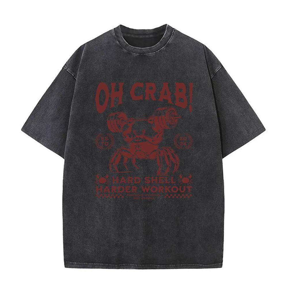 

Retro Crab Graphic Tee Streetwear Casual Top Roundneck Tshirt for MenWomen Humorous Design Daily Wear Perfect Gift S