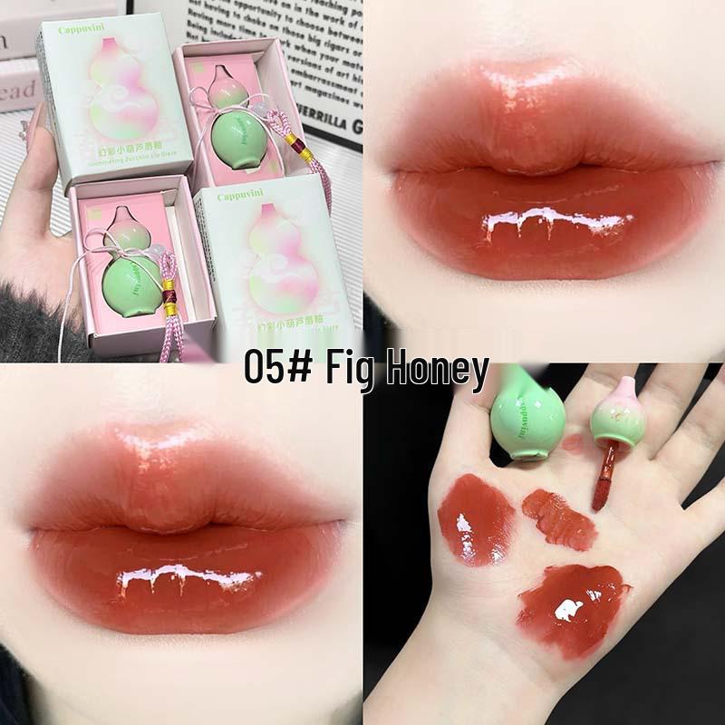 Cappuvini Gourd Lip Glaze Set: Three-Piece Mirror Shine Whitening Lip Gloss.