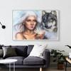 5D DIY Diamond Painting Animal Rhinestone Art Picture of Beauty and Wolf Full Diamond Embroidery Mosaic Gift Home Decoration Kit