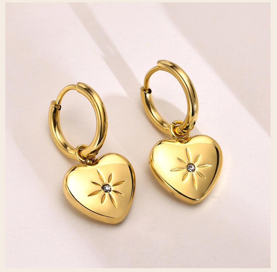Heart Drop Earring Women, Dainty Huggies Stainless Steel, Love Shape Heart Hoops for Her Gift