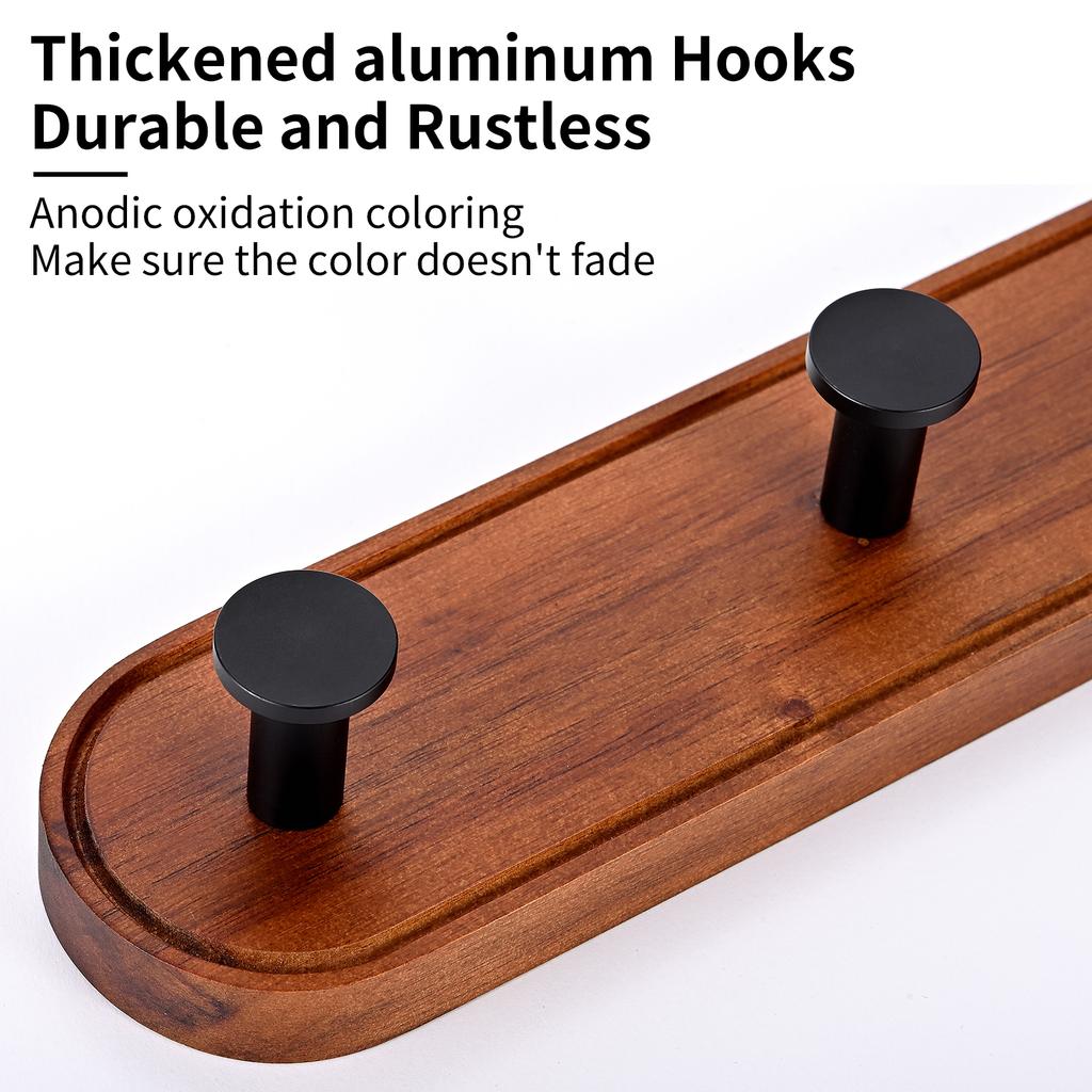High Quality Multi-Purpose Wall Mounted Aluminum Wood Coat Hook Towel Hook Clothes Rack