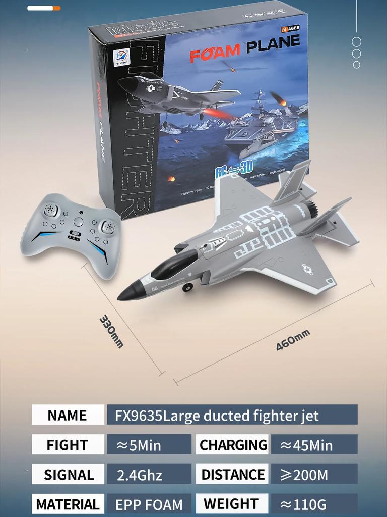 FX9635 Four Channel Remote Control Aircraft F35 Culvert Fighter Brushless Motor Fixed Wing Foam Aircraft Children Birthday Gifts