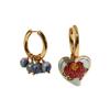Vysoce kvalitní oboustranné smaltované cloisonné náušnice ve tvaru srdce, personalizované nové čínské náušnice, náušnice z přírodního kamene 385