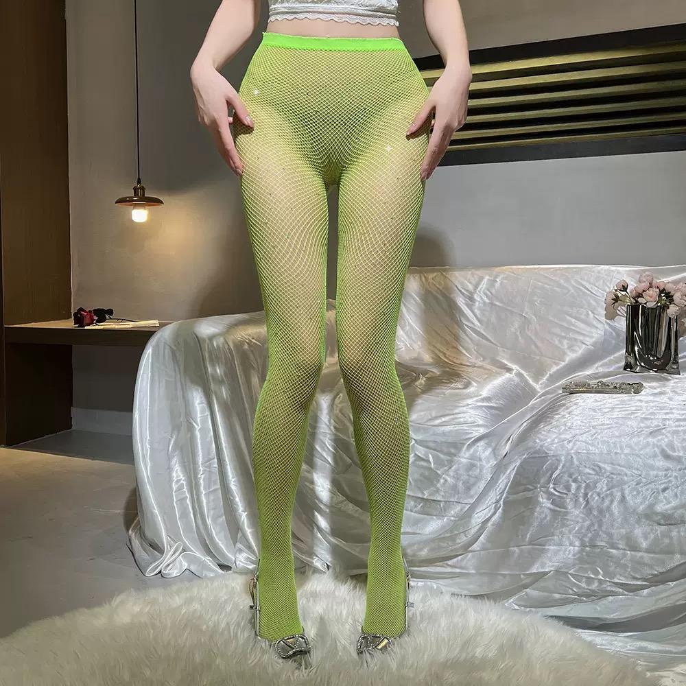 Summer Girls Fishnet Diamond Sparkling Pantyhose Women Sexy Fashion Shiny Net Tights Female Slim Rhinestone Mesh Nylon Stockings