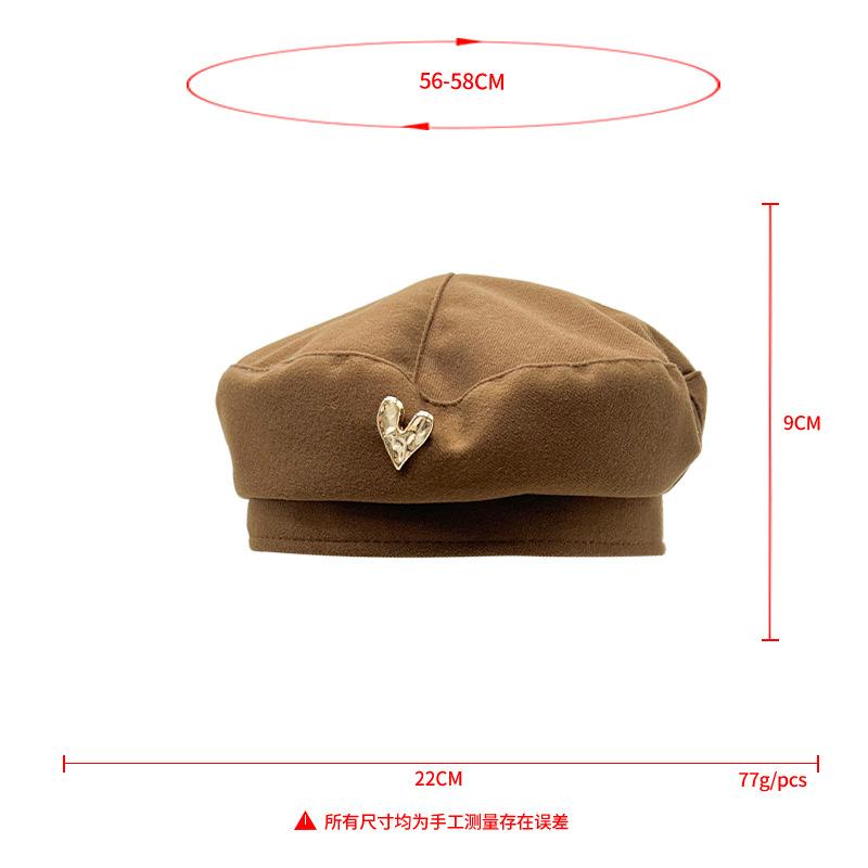 The Same Love Beret Women's Literary and Artistic Hong Kong Style Solid Color Versatile Painter Hat Winter Woolen Octagonal Hat