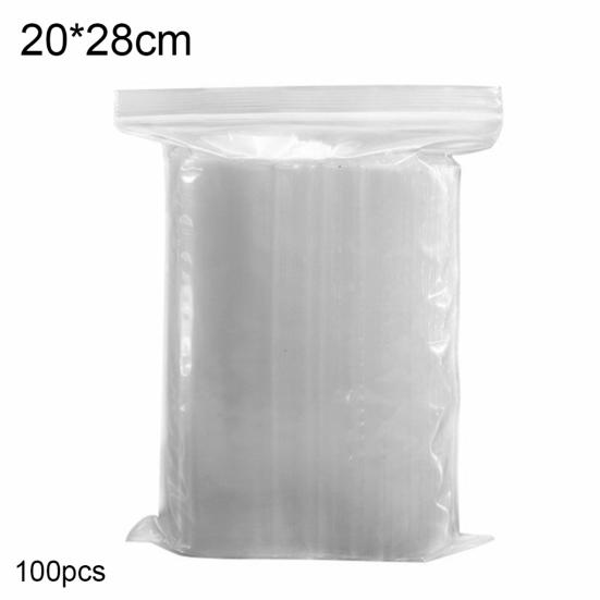 100Pcs Storage Bag Thick Resuable PE Clear Plastic Bag for Daily Use