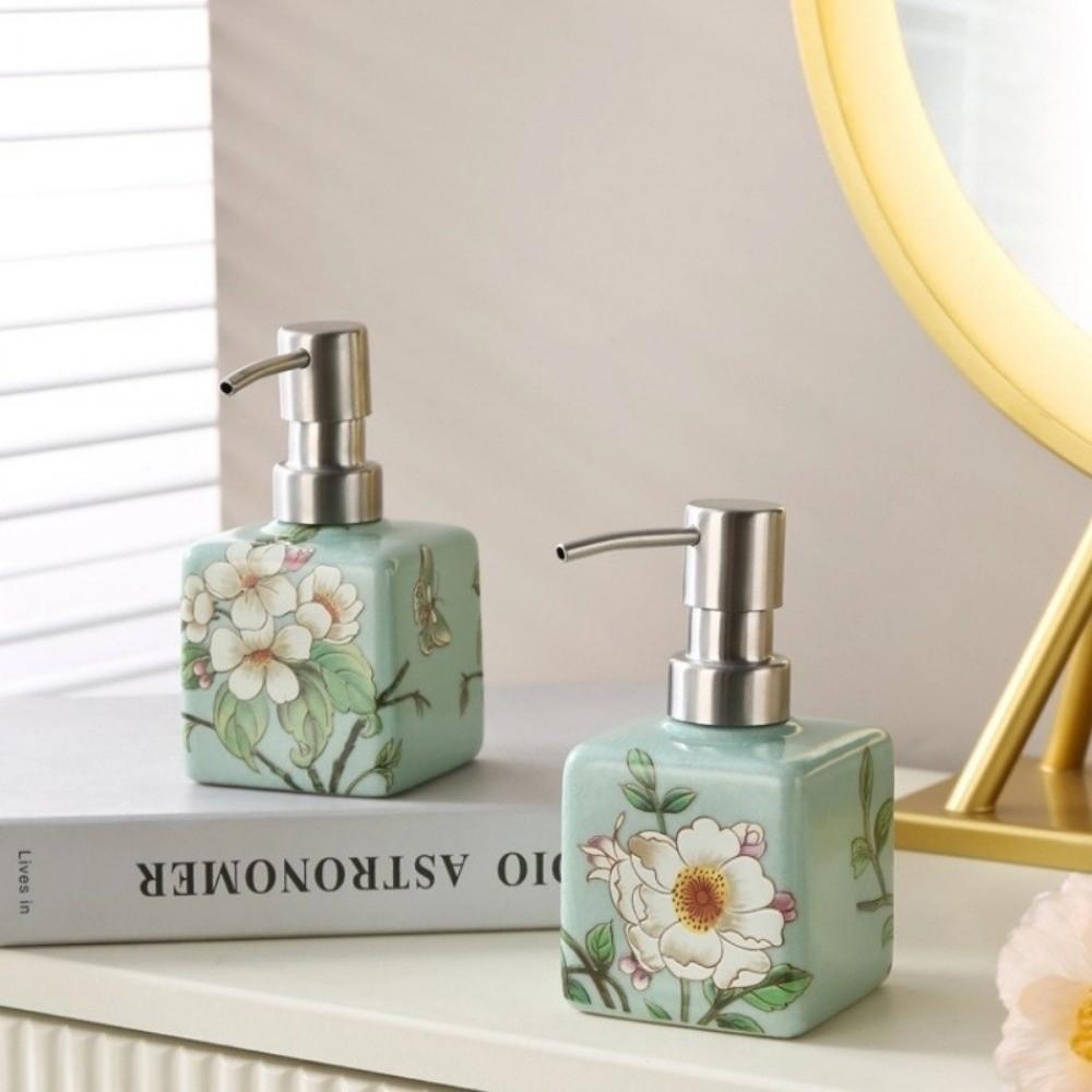 Ceramic Hand Wash Bottle Stainless Steel Pump Head Lotion Bottle  For Shampoo Shower Gel