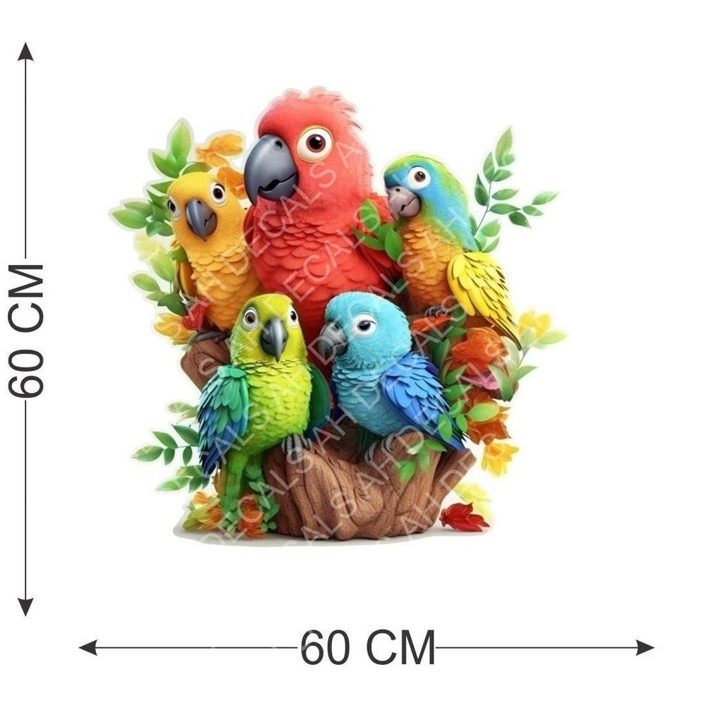 Beautiful Multicolor Parot Wall Sticker for Baby Kid Room Home Décor (60x60cm)