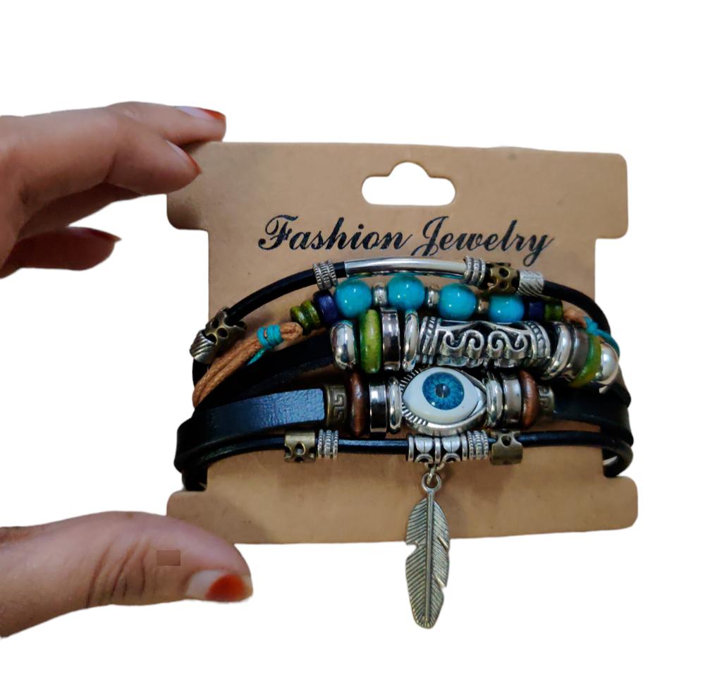 @ Fancy Adjustable Silver Feather Evil Eye Charms For Men & Women MJ-447-60%OFF