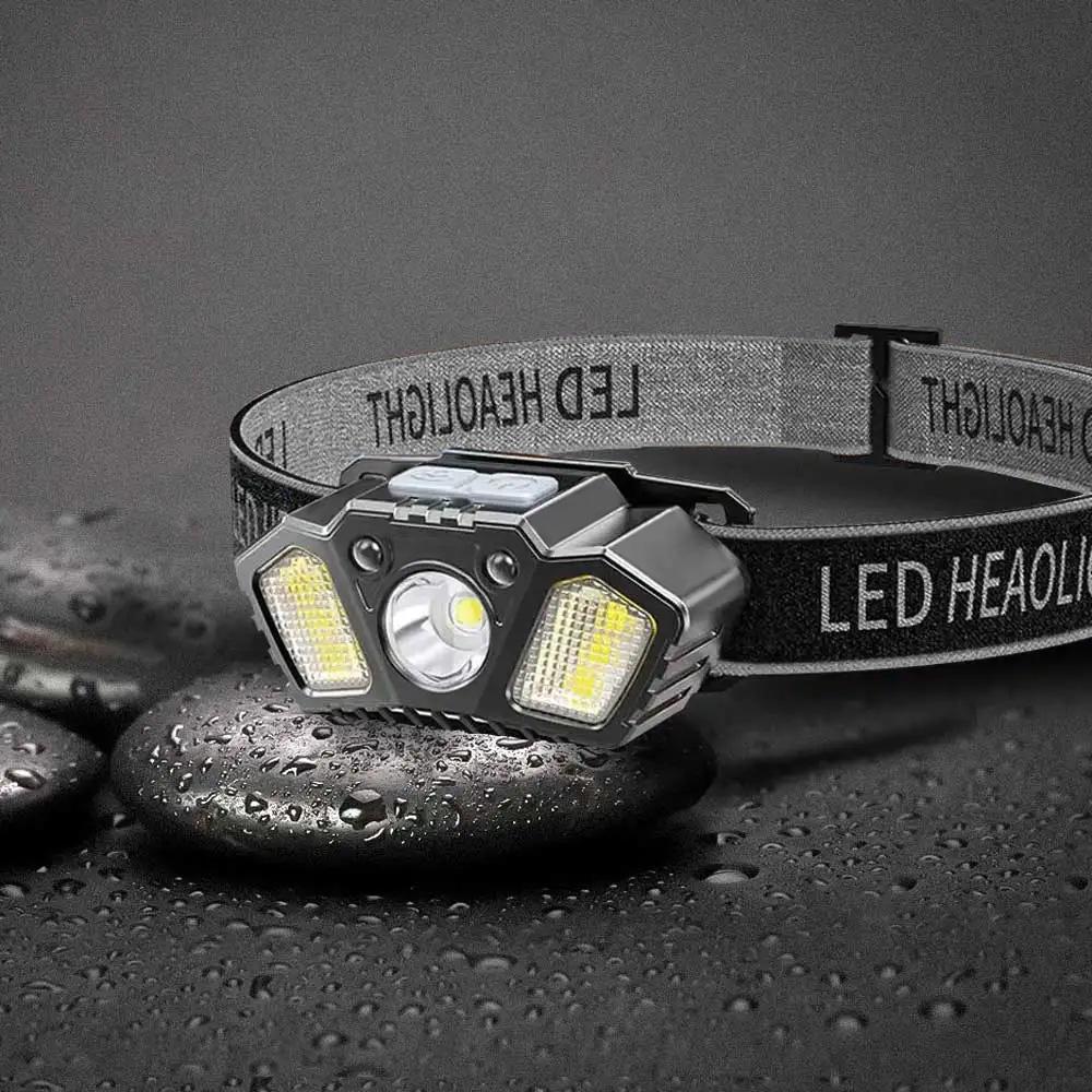 Strong Light Headlamp Portable LED Sensor Headlight USB Rechargeable Head Flashlight Outdoor Camping Fishing Emergency Lantern