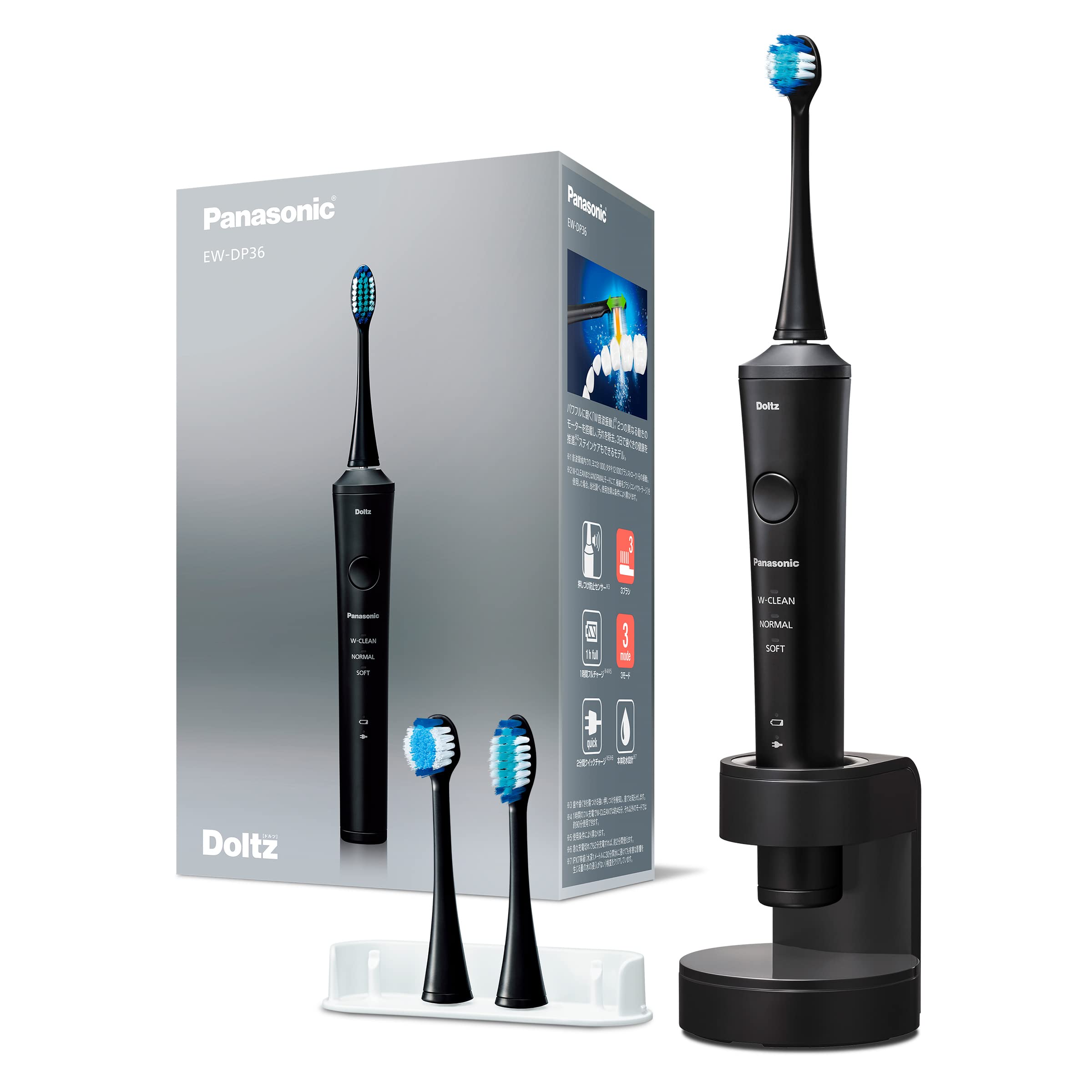 

Електрична зубна щітка Panasonic Dolts, високоякісний чорний колір, модель EW-DP36-K чорний