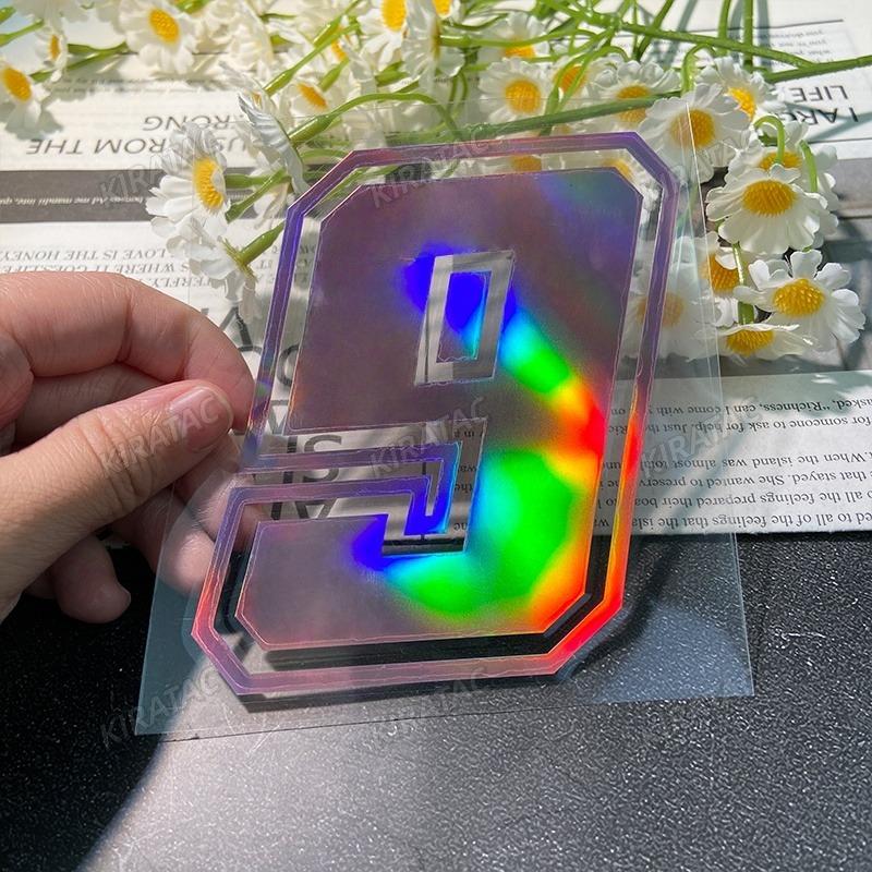 1PC 0to9 Arabic Numerals Pink Laser Motorcycle Stickers Waterproof for Motorbike Front Fairing Fuel Tank Scooter Vinyl Decals