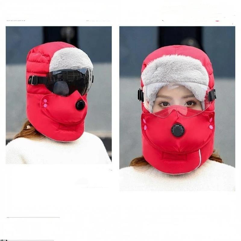 Winter Warm Head Cover Windproof Thickened Ear Protection Neck Cover Goggles Hat Unisex Thermal Outdoor Motocycle Hooded Hat