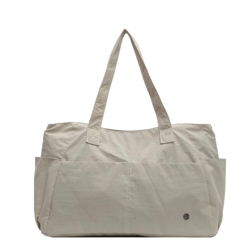 Simple Solid Color Nylon Bag, Lightweight Large Bag, Tote Bag, Female Student Class Shoulder Bag, Handbag, Waterproof.
