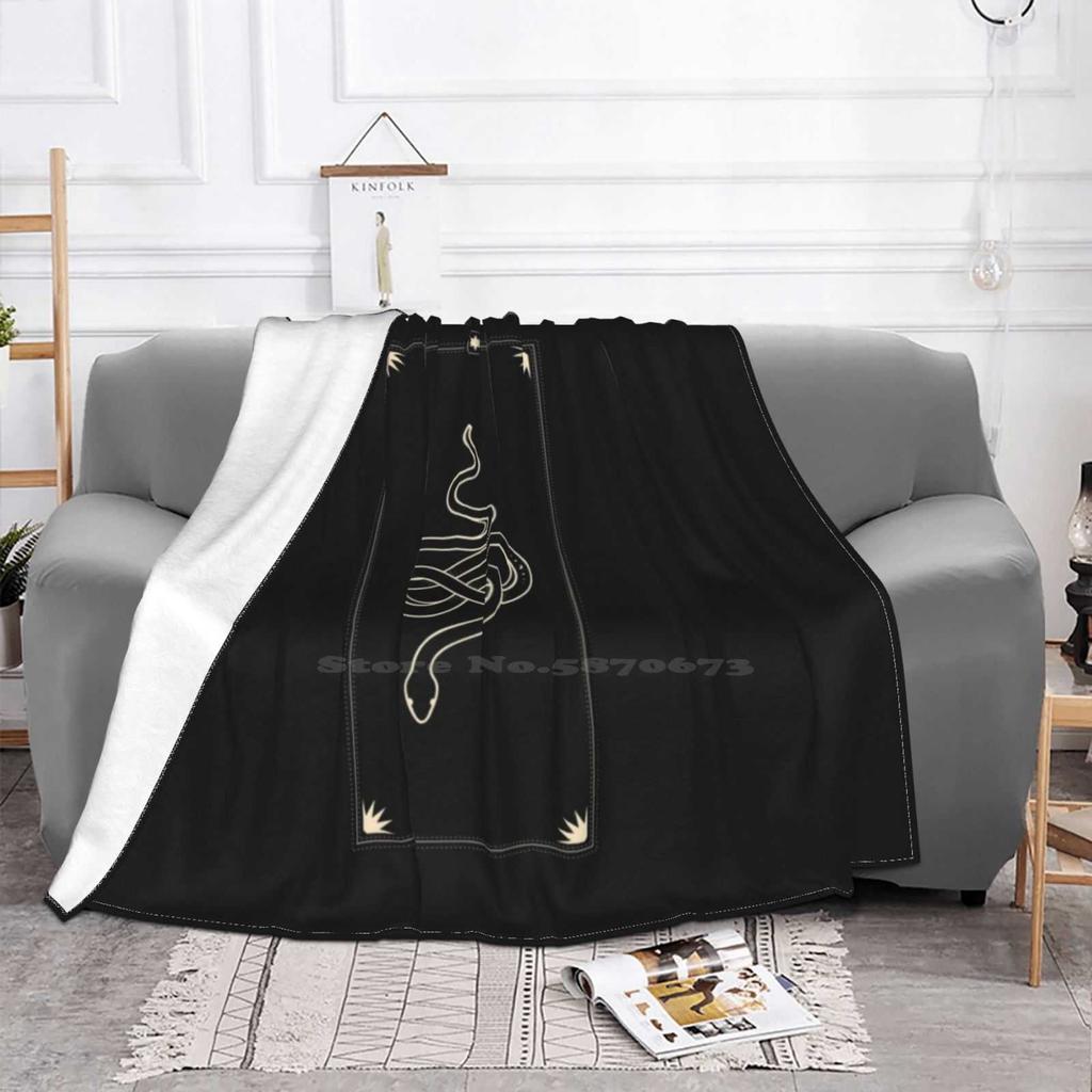 Slithered Here From Eden Best Selling Room Household Flannel Blanket Snake Motif Crowley Snake Tattoo Good Omens
