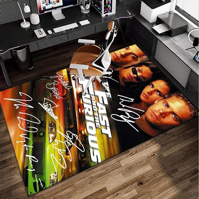 Fast And car Family Office Rug Chair Mat, Game Carpet, Suitable for Front Door, Bedroom, Living Room, Desk, Holiday Gift
