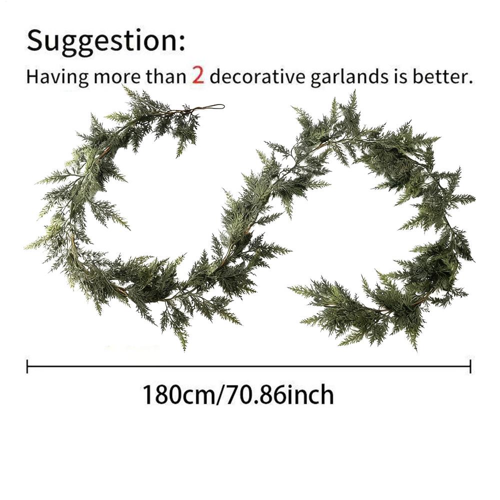 Realistic Green Pine Wreath 1.5m/1.8m/2.7m Christmas Garlands Artificial Garland For Wreath Fireplace Tree Mantel Porch Indoor