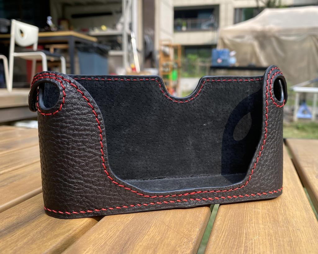 Funper Nikon FM2 Handmade Genuine Leather Full Camera Case Bag Cover (Black+Red)