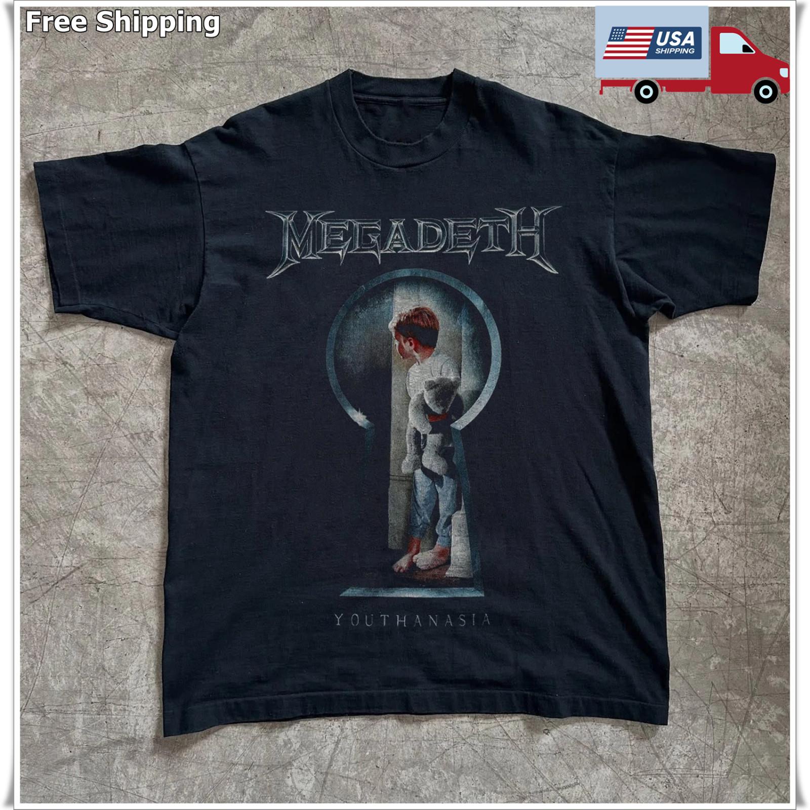 Megadeth Youthanasia T-shirt, Vintage Thrash Metal Unisex Black S-5XL T-shirt M