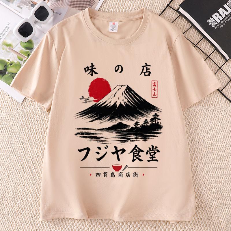 Mount Fuji Japanese TShirt for Unisex Tokyo Aesthetic Tee Unisex Japanese Streetwear Short Sleeve Printed Tshirts
