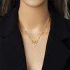 Gold Beaded Chain Necklace with Bow Heart Zircon Pendant, Dainty Choker for Women Jewelry Gift