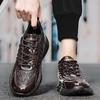 Men's Shoes Autumn and Winter New Trendy Leather Surface Lightweight Running Shoes Non-slip and Wear-resistant Crocodile Pattern Dad Shoes Versatile