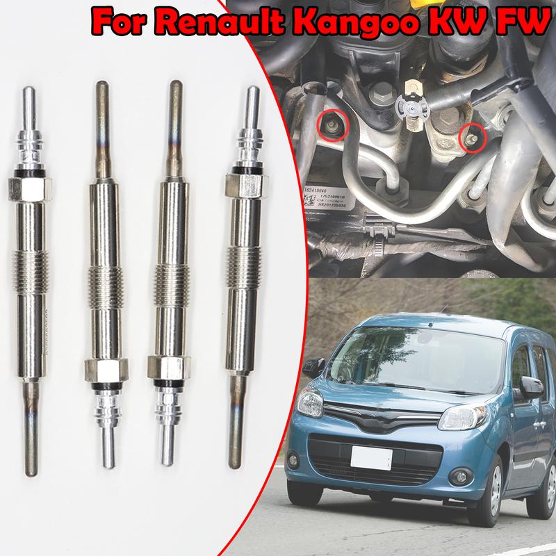 4PCS Diesel Heater Nickel Plating Glow Plugs 1.5DCi For Renault Kangoo / GRAND Kangoo KW FW 110655687R 8200682592 2008 - 2021 4PCS