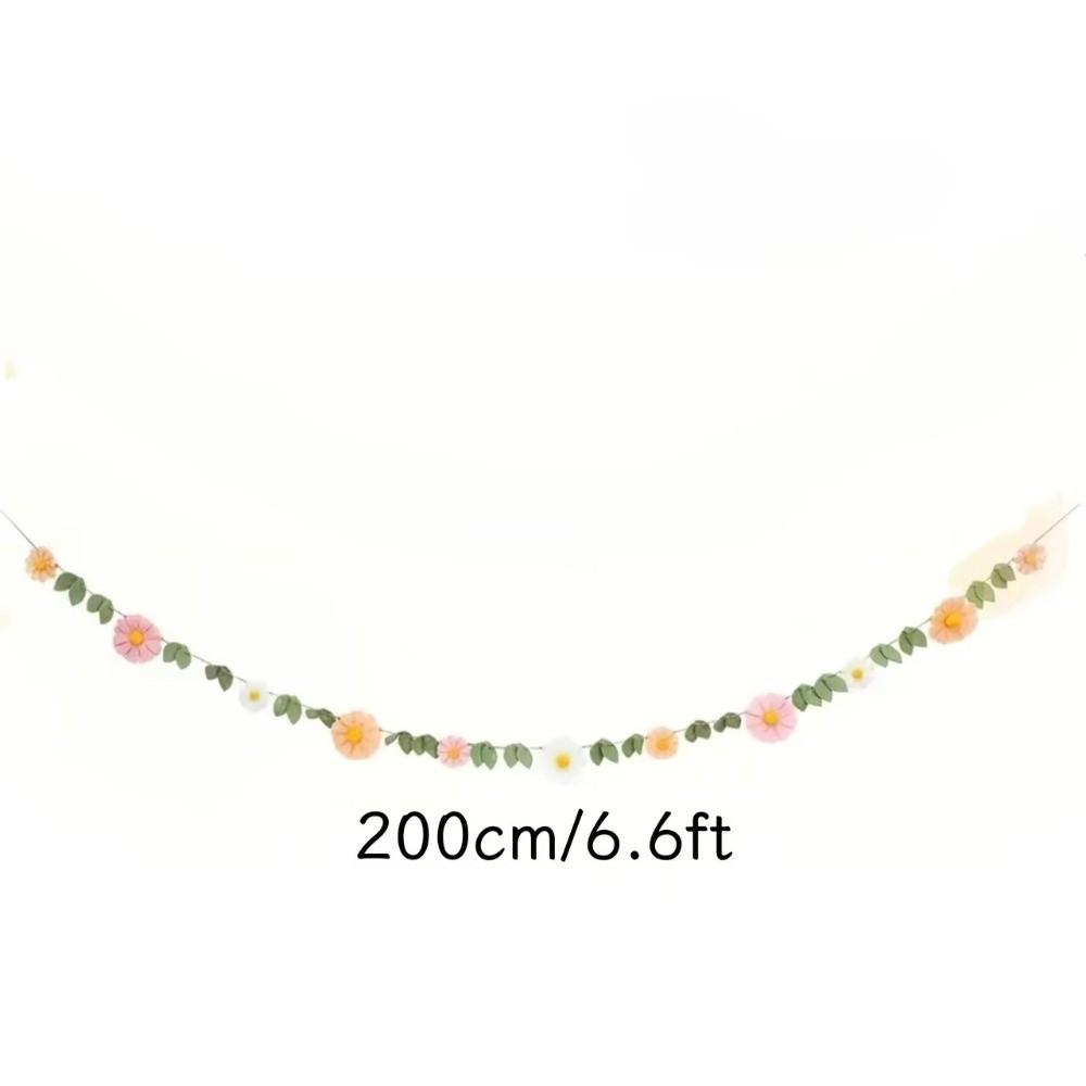 200CM Daisy Garland Decor Felt Boho Wall Garland Colorful Felt Daisy Banner First Birthday Party