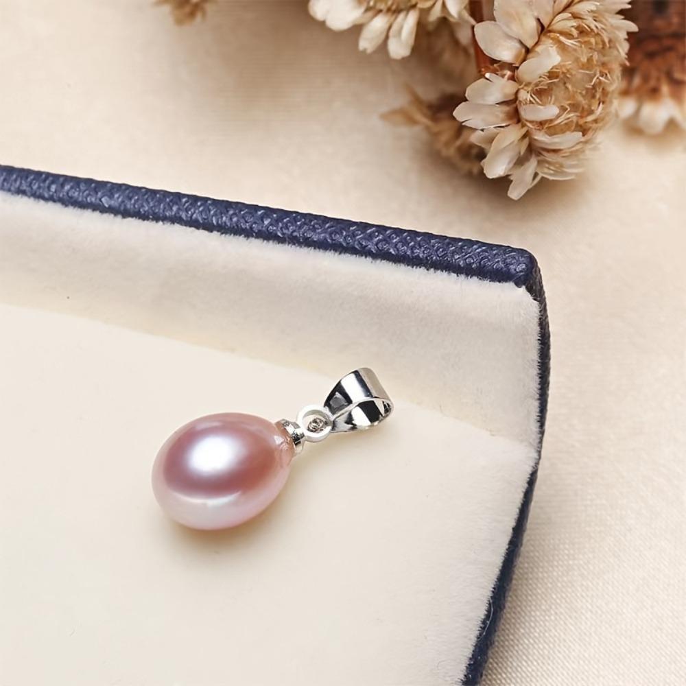 1 Pack 925 Silver Buckle Natural Freshwater Pearl Single Pendant Vintage Classic Necklace Accessory