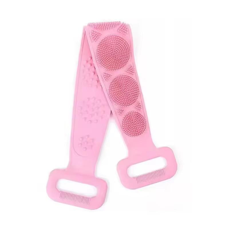 Silicone Body Shower Brush Long Extended Back Scrubber Belt Soft Exfoliating Massage for Gentle Peeling Skin Clean Home Bathing Use