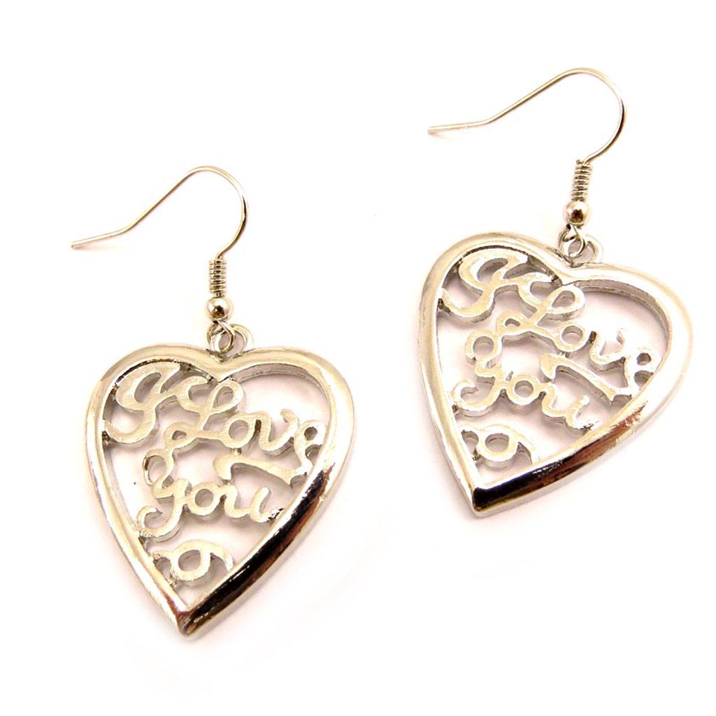 Les Trésors De Lily [L5179] - Silver 'Love' Designer Earrings