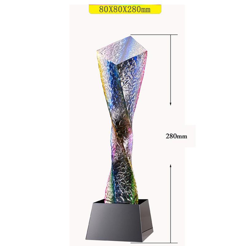 Kristalltrophäenherstellung, farbenfroh, hochwertig, farbiges Glas, kreativ, Auszeichnung für hervorragende Mitarbeiter, Gravur für die Heimdekoration, 1 Stück