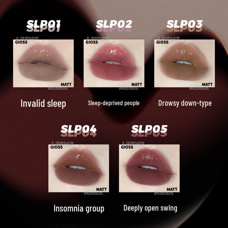 LEEMEMBER Limon Double-Ended Matte & Water Gloss Lip Set with Primer and Nude Lipstick.