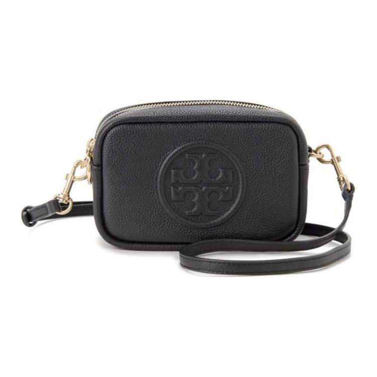 

Tory Burch Perry Textured Double T Decor Adjustable Crossbody Shoulder Strap Handbag Women Handbag Black 55691-001 Basic Set (Bag+Dust Bag)