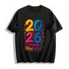 2026 Frohes Neues Jahr Bunter Zahlenaufdruck Lässiges Vielseitiges Oberteil Reines Baumwoll-T-Shirt