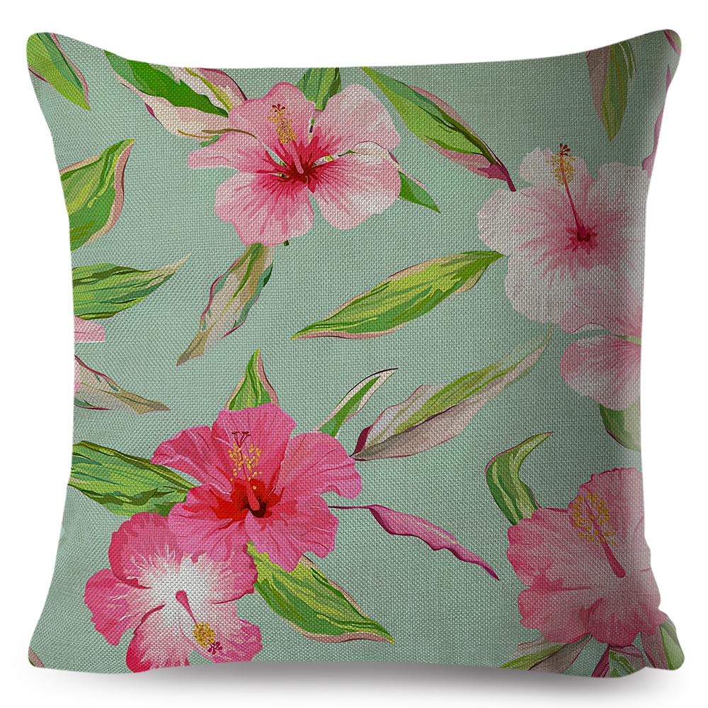 Palm Leaf Geometric Cushion Cover Green Palm Tree Triangle Pattern Polyester Bedroom Decor Throw Pillow Case 40x40cm 16x16in