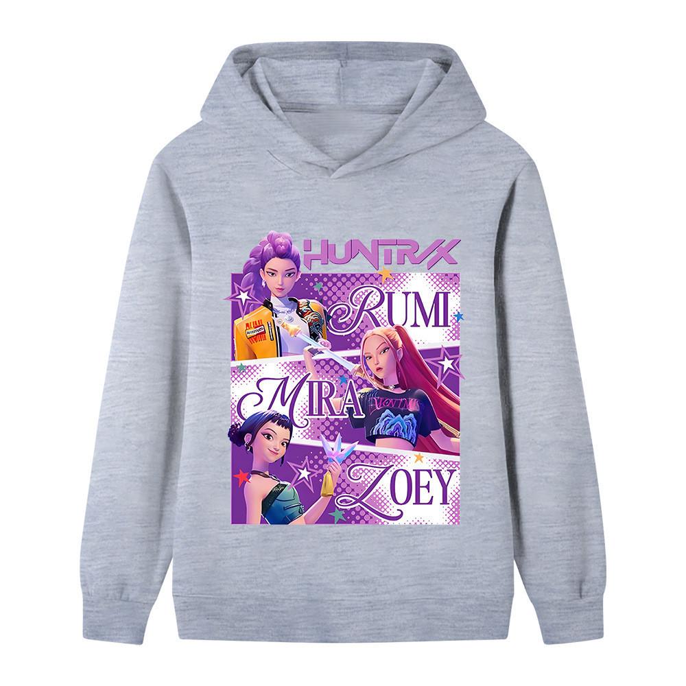 B1199 Kids Boys Girls Kpop Rumi Zoey Mira Print Long Sleeves Hoodie