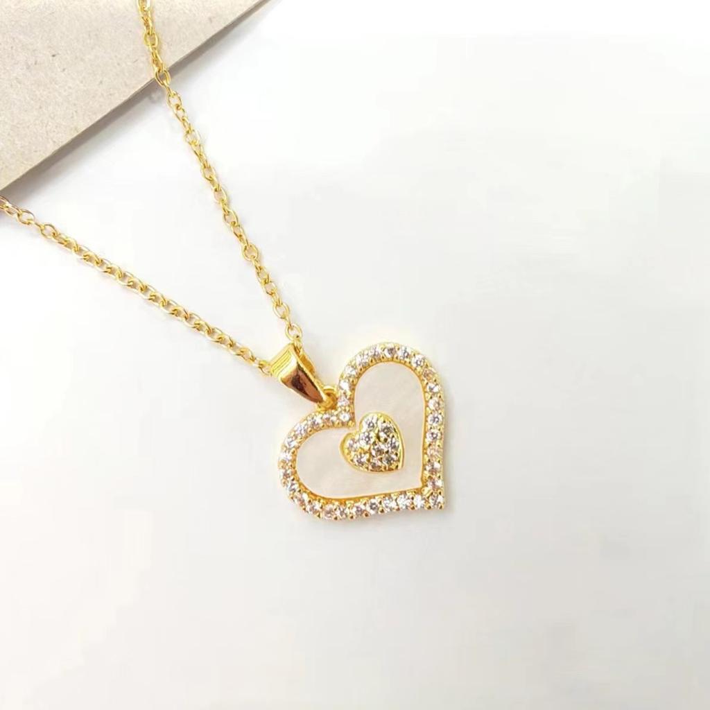 Love Necklace Women'S Light Luxury Simple Copper Micro-Inlaid Zircon Pendant Exquisite Collarbone Chain