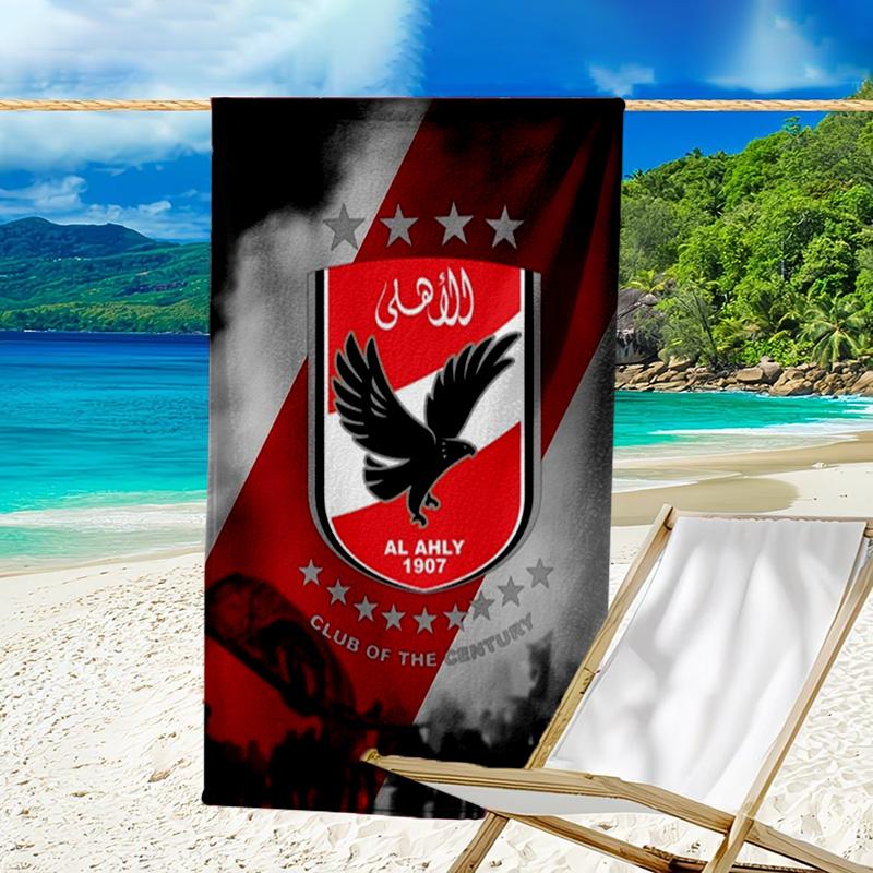 Ahly Football Club Printed Beach Towel, Super Soft Microfiber, Perfect Gift Birthday, for Pool, Beach, Travel, for Family and Friends