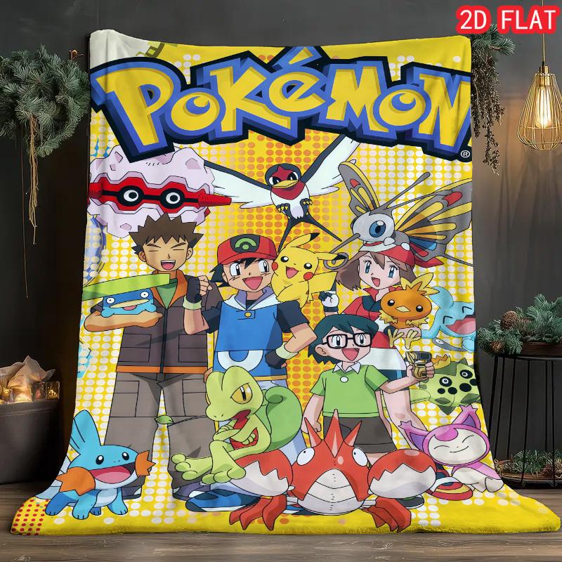 

Cute Pokemon Printed Blanket Lightweight Plush Fleece for Napping Travel Bedroom Living Room Ideal Anime Fans Gift THW 75x90cm