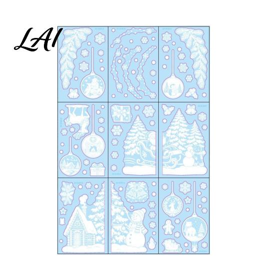 Christmas Decorations for Shop Windows 9 Sheets Static Window Stickers Reusable Snowflake Santa Claus Reindeer Winter Holiday Glass Stickers